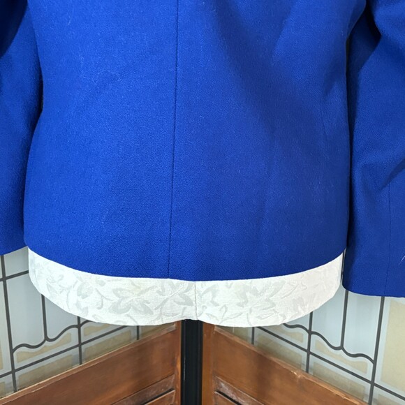 Vintage Pendleton 80's 100% Wool Blue Button Up Shoulder Pads Blazer Size 6 - Picture 8 of 12